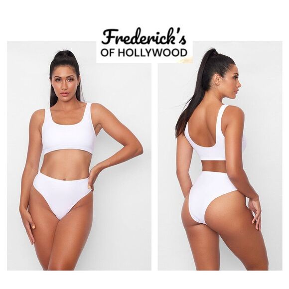 NWT Frederick’s of Hollywood Vedra White Two Piece Bikini (Size S) - Picture 1 of 6